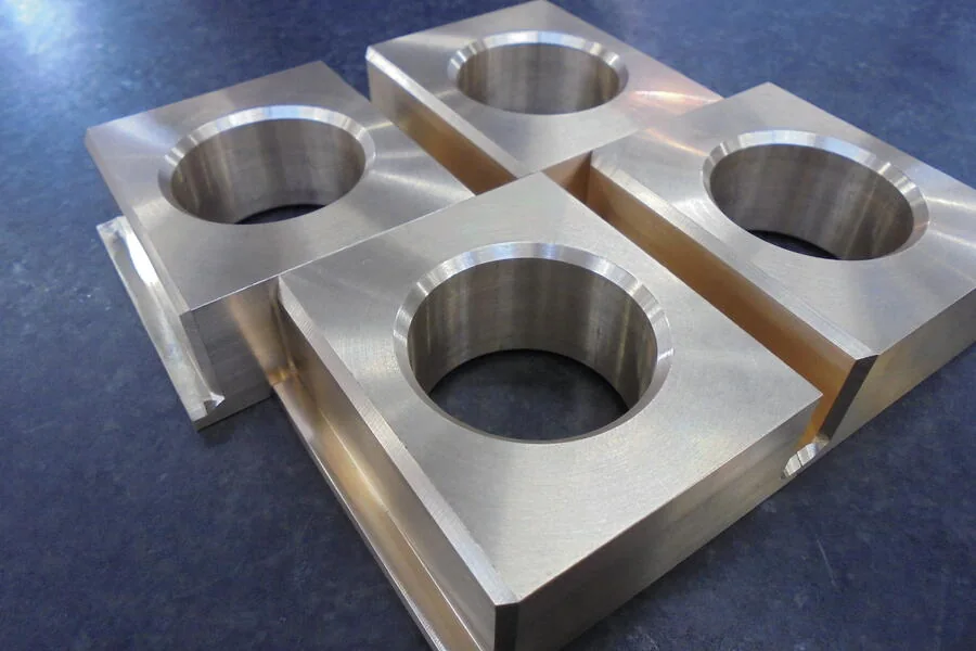 Stainless steel bearing blocks CNC milled at Circle Line Engineering